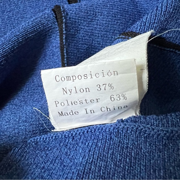 Blue & Black Stripe Column Skirt Midi Knee-Length Modest Sweater Stretch Skirt S - Picture 7 of 12